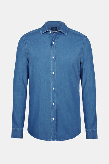 Carlos * The Denim Shirt mid blue men's denim shirt | MR MARVIS