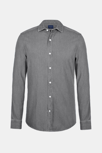Miles * The Denim Shirt mid grey men's denim shirt | MR MARVIS