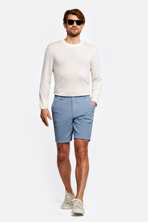 grey blue organic cotton men's shorts with a zip pocket | MR MARVIS