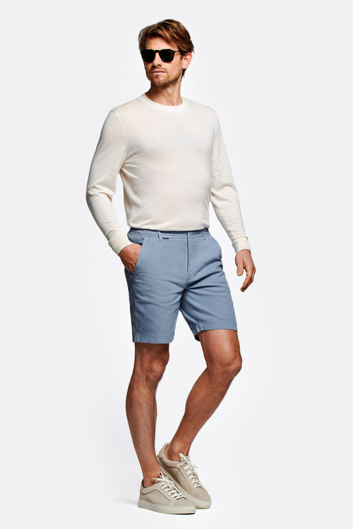 grey blue organic cotton men's shorts with a zip pocket | MR MARVIS
