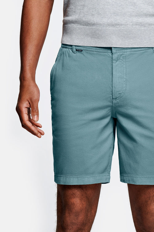 blue green organic cotton men's shorts with a zip pocket | MR MARVIS
