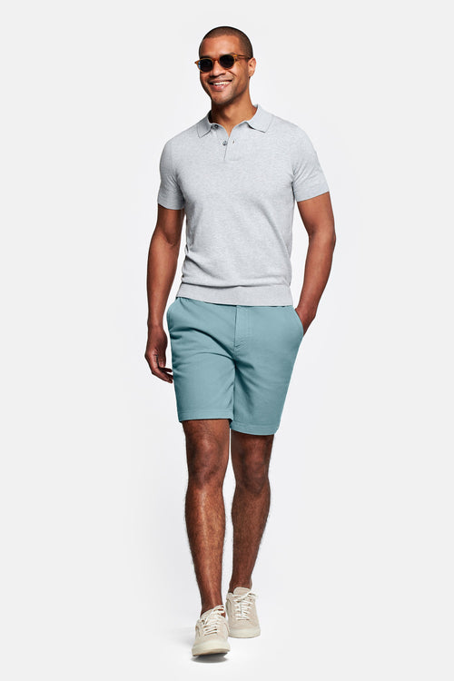 blue green organic cotton men's shorts with a zip pocket | MR MARVIS
