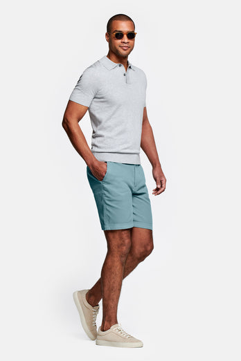 Astons * The Piqués blue green organic cotton men's shorts with a zip pocket | MR MARVIS