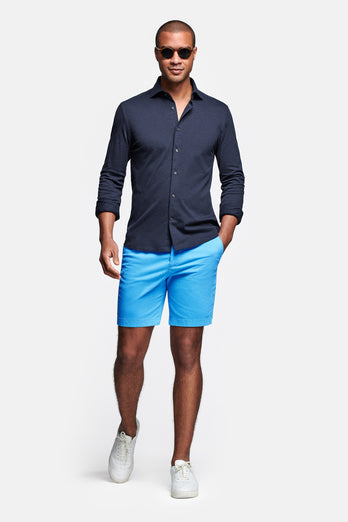 Lagoons * The Originals bright blue stretch cotton men's shorts with a zip pocket | MR MARVIS