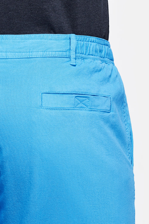 bright blue stretch cotton men's shorts with a zip pocket | MR MARVIS