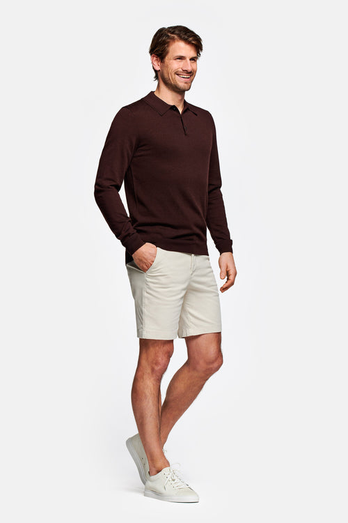 beige stretch cotton men's shorts with a zip pocket | MR MARVIS