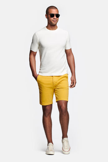 Meharis * The Originals yellow stretch cotton men's shorts with a zip pocket | MR MARVIS