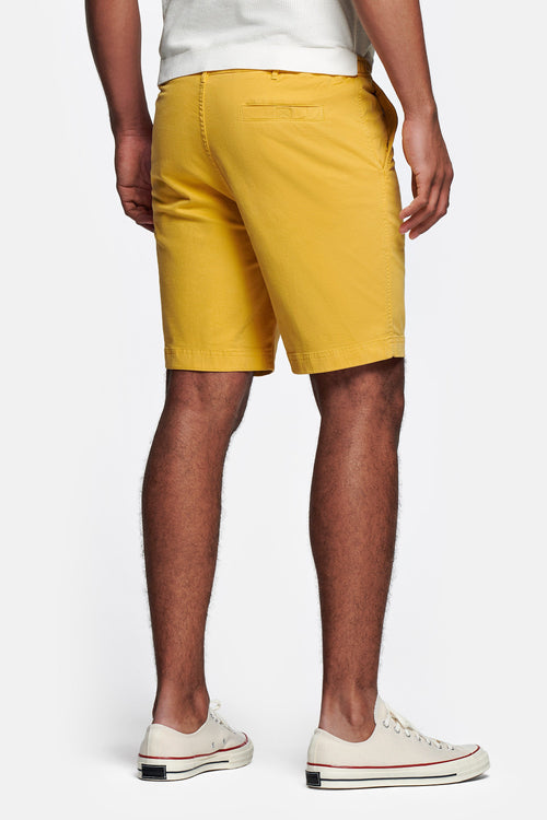 yellow stretch cotton men's shorts with a zip pocket | MR MARVIS