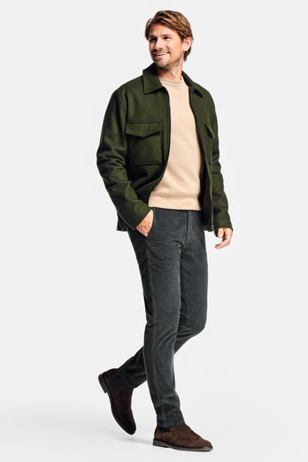 Storms * The Cords dark grey ribbed corduroy fabric men's trousers | MR MARVIS