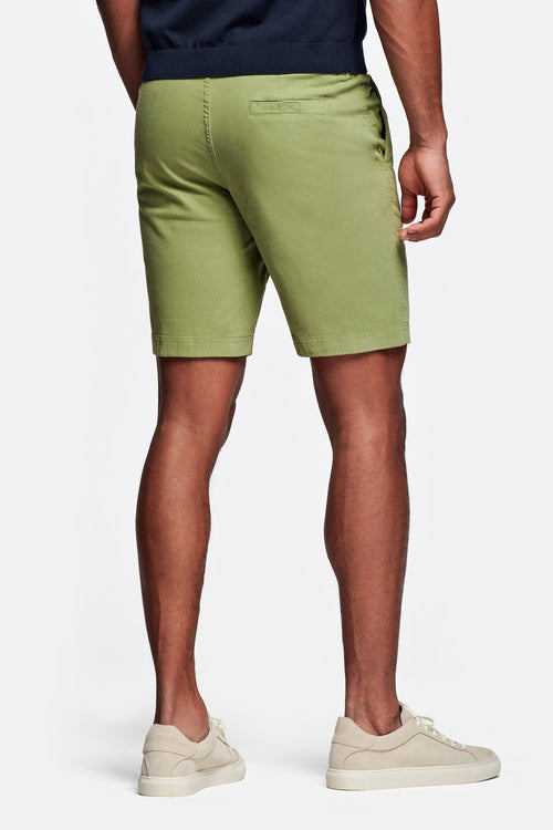 olive green stretch cotton men's shorts with a zip pocket | MR MARVIS
