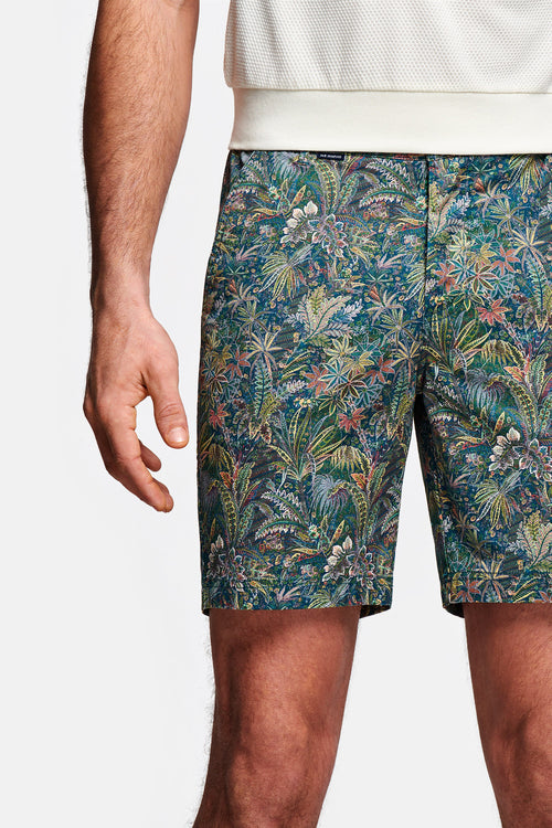 floral print stretch cotton men's shorts with a zip pocket | MR MARVIS