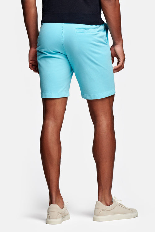 turquoise blue stretch cotton men's shorts with a zip pocket | MR MARVIS