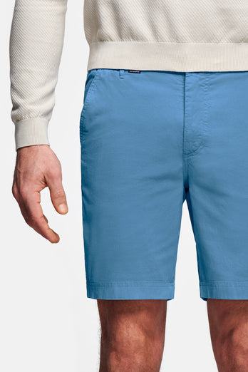 Boulevards * The Originals mid blue stretch cotton men's shorts with a zip pocket | MR MARVIS
