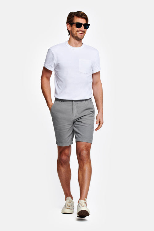 mid grey organic cotton men's shorts with a zip pocket | MR MARVIS