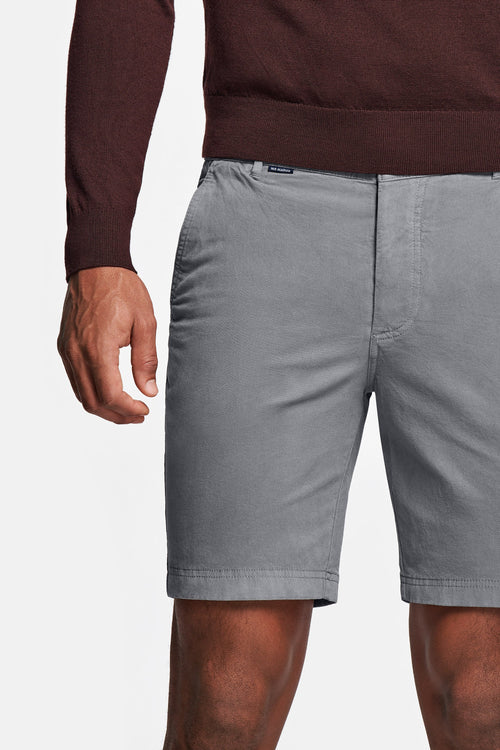 mid grey stretch cotton men's shorts with a zip pocket | MR MARVIS