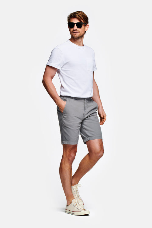 mid grey organic cotton men's shorts with a zip pocket | MR MARVIS