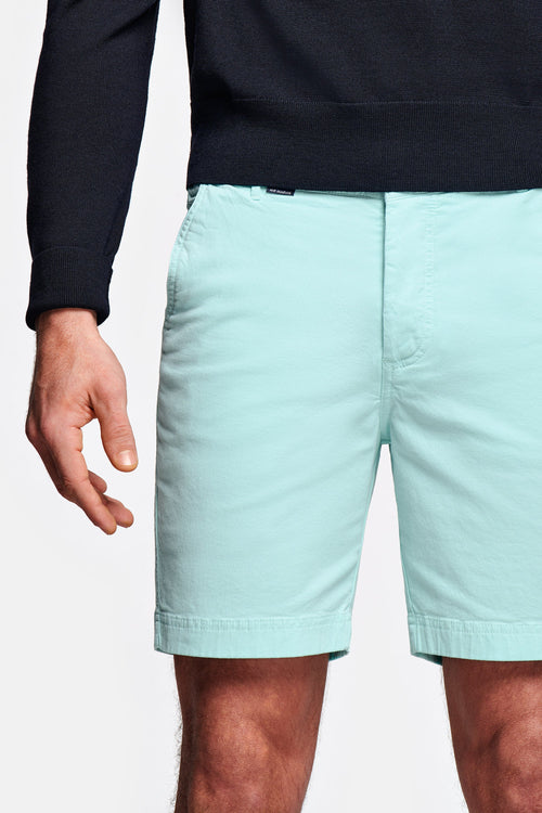 mint green stretch cotton men's shorts with a zip pocket | MR MARVIS