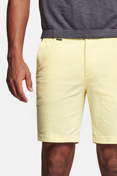 light yellow stretch cotton men's shorts with a zip pocket | MR MARVIS