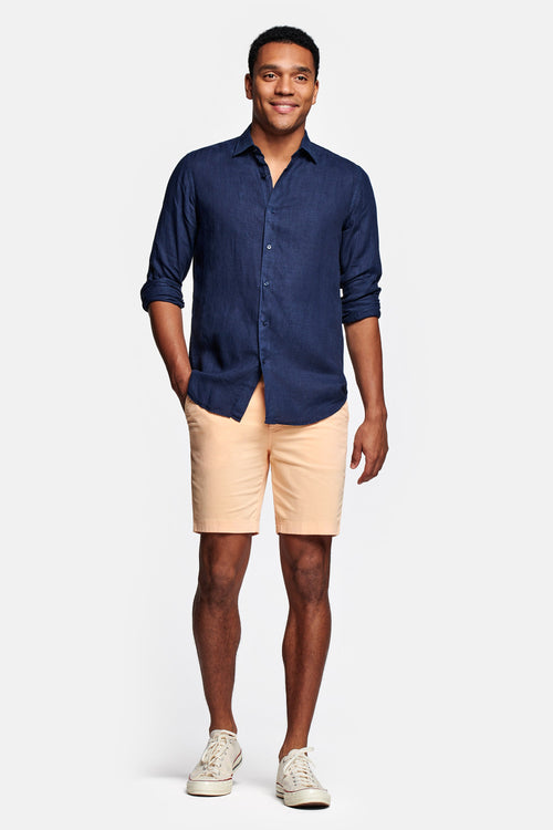 light orange stretch cotton men's shorts with a zip pocket | MR MARVIS