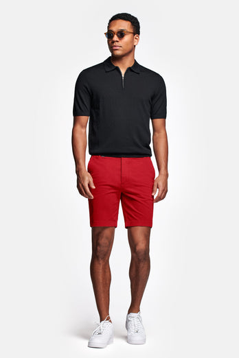 Chillies * The Originals red stretch cotton men's shorts with a zip pocket | MR MARVIS