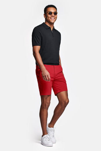 Chillies * The Originals red stretch cotton men's shorts with a zip pocket | MR MARVIS