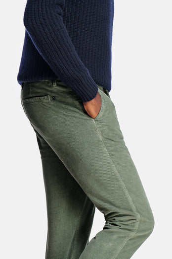 Defenders * The Cords green ribbed corduroy fabric men's trousers | MR MARVIS