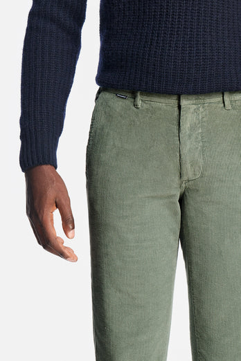 Defenders * The Cords green ribbed corduroy fabric men's trousers | MR MARVIS