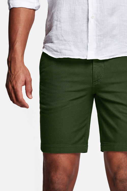dark green organic cotton men's shorts with a zip pocket | MR MARVIS