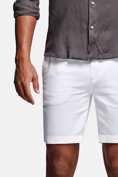all white organic cotton men's shorts with a zip pocket | MR MARVIS