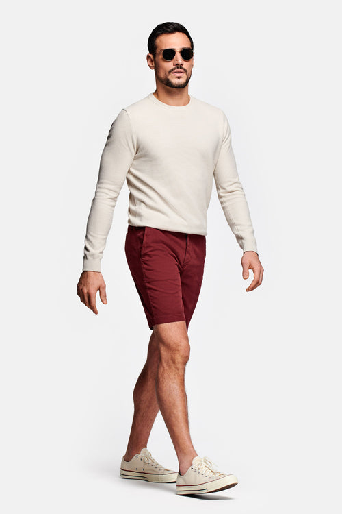 burgundy organic cotton men's shorts with a zip pocket | MR MARVIS