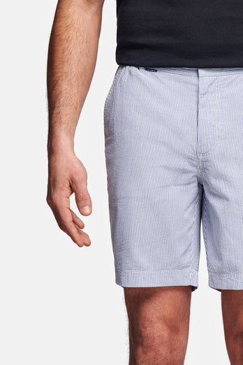 Catamarans * The Short Seersuckers dark blue and white striped lightweight men's shorts | MR MARVIS