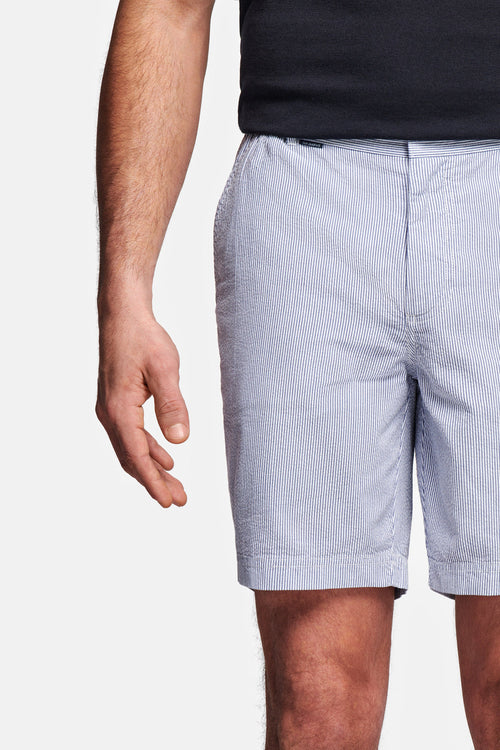 dark blue and white striped lightweight men's shorts | MR MARVIS