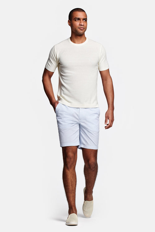 light blue and white striped lightweight men's shorts | MR MARVIS