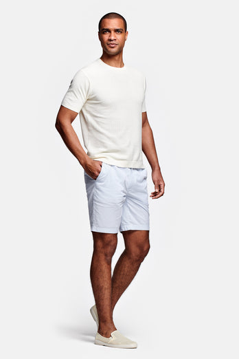 Pontoons * The Short Seersuckers light blue and white striped lightweight men's shorts | MR MARVIS