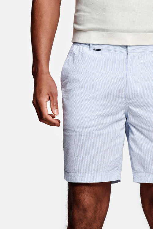 light blue and white striped lightweight men's shorts | MR MARVIS
