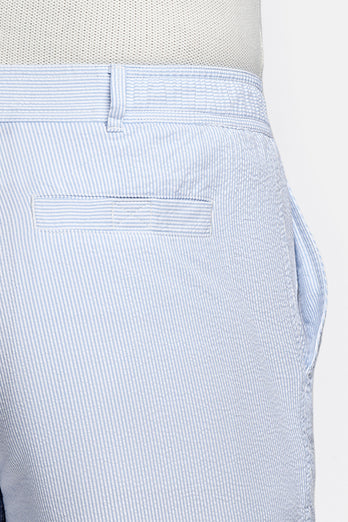 Pontoons * The Short Seersuckers light blue and white striped lightweight men's shorts | MR MARVIS