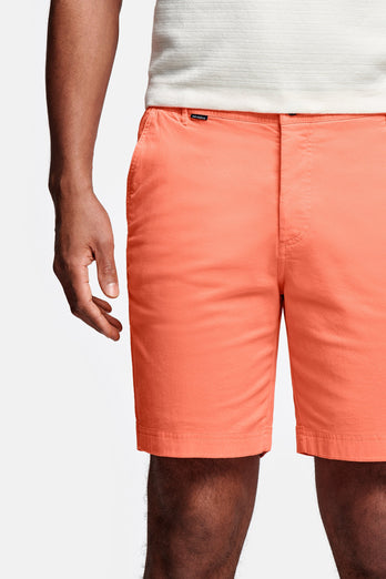Sunsets * The Originals bright coral stretch cotton men's shorts with a zip pocket | MR MARVIS