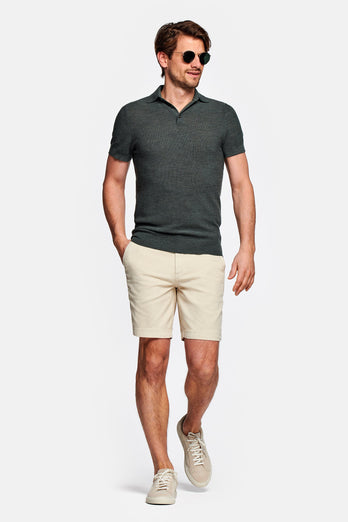 Gazettes * The Piqués beige organic cotton men's shorts with a zip pocket | MR MARVIS