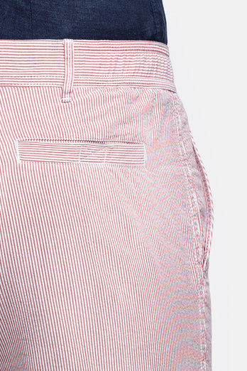 Decks * The Short Seersuckers brick red and white striped lightweight men's shorts | MR MARVIS