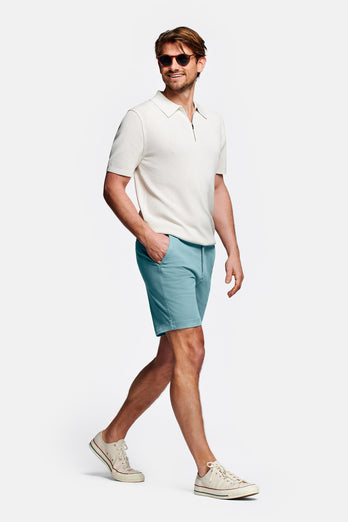Astons * The Originals blue green stretch cotton men's shorts with a zip pocket | MR MARVIS