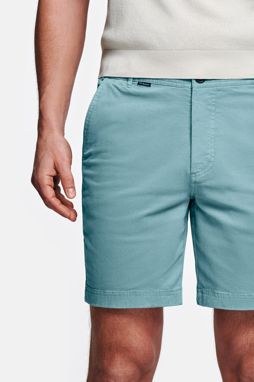 blue green stretch cotton men's shorts with a zip pocket | MR MARVIS