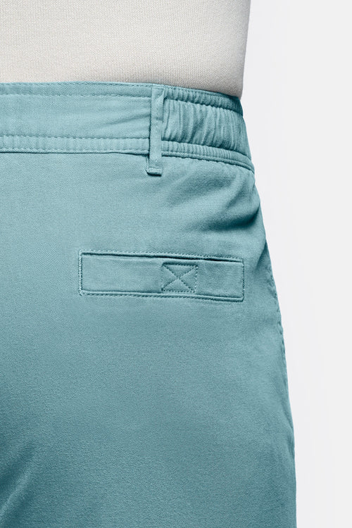 blue green stretch cotton men's shorts with a zip pocket | MR MARVIS