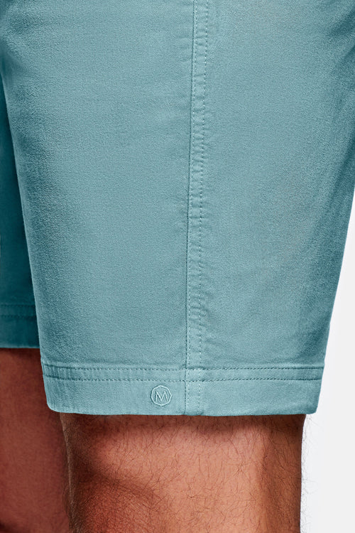 blue green stretch cotton men's shorts with a zip pocket | MR MARVIS