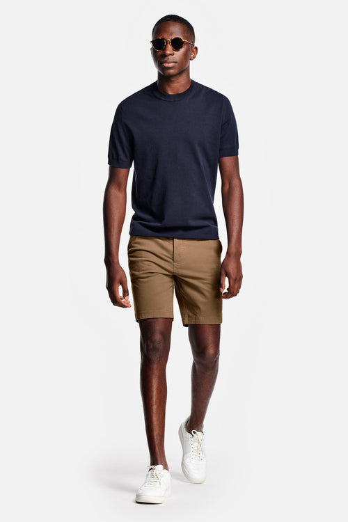 brown stretch cotton men's shorts with a zip pocket | MR MARVIS