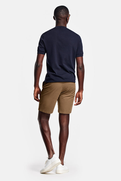 brown stretch cotton men's shorts with a zip pocket | MR MARVIS