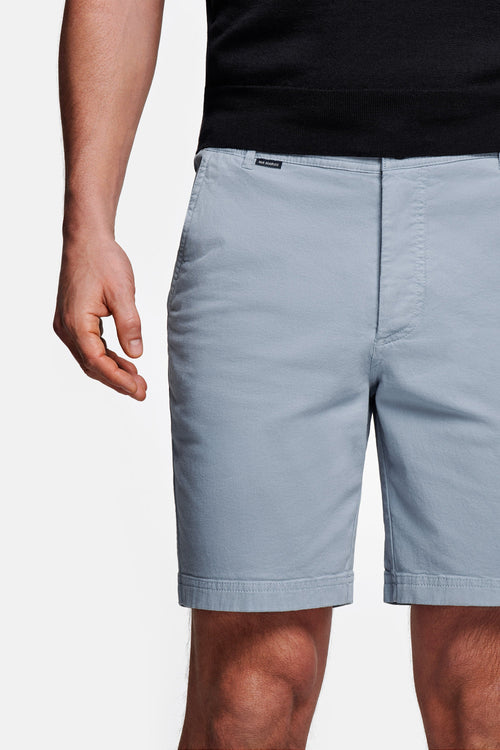 grey blue stretch cotton men's shorts with a zip pocket | MR MARVIS