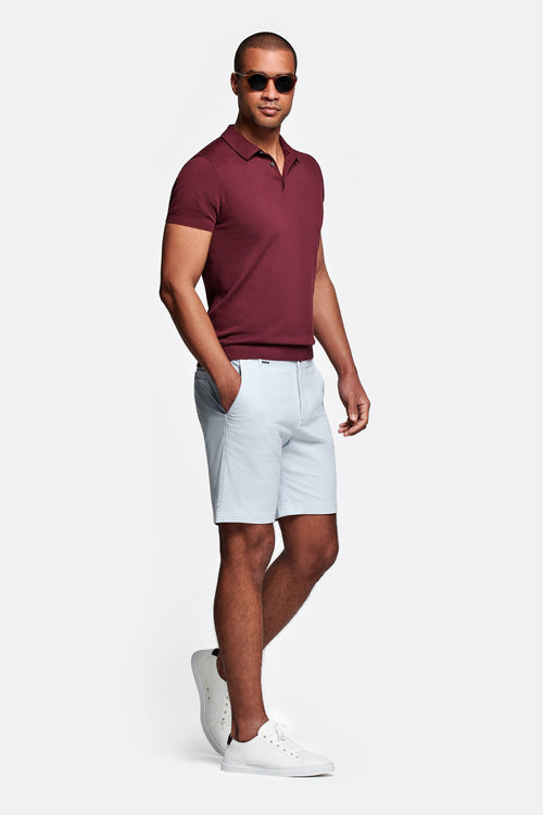 light blue stretch cotton men's shorts with a zip pocket | MR MARVIS