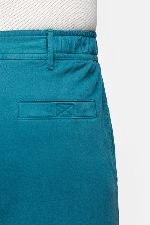 petrol blue stretch cotton men's shorts with a zip pocket | MR MARVIS
