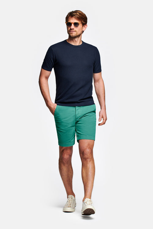 green stretch cotton men's shorts with a zip pocket | MR MARVIS