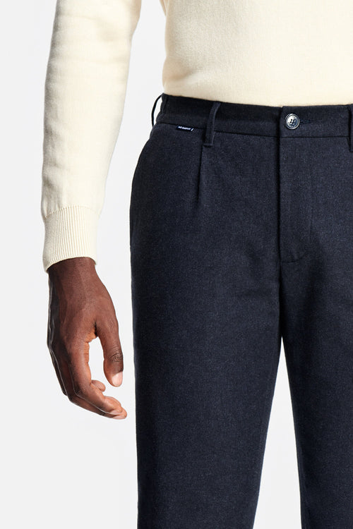 black blue warm flannel men's trousers | MR MARVIS